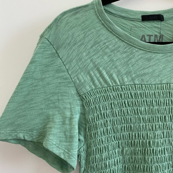ATM Slub Jersey Smocked Tee In Havana Green Size XL New With Tag - Picture 6 of 8